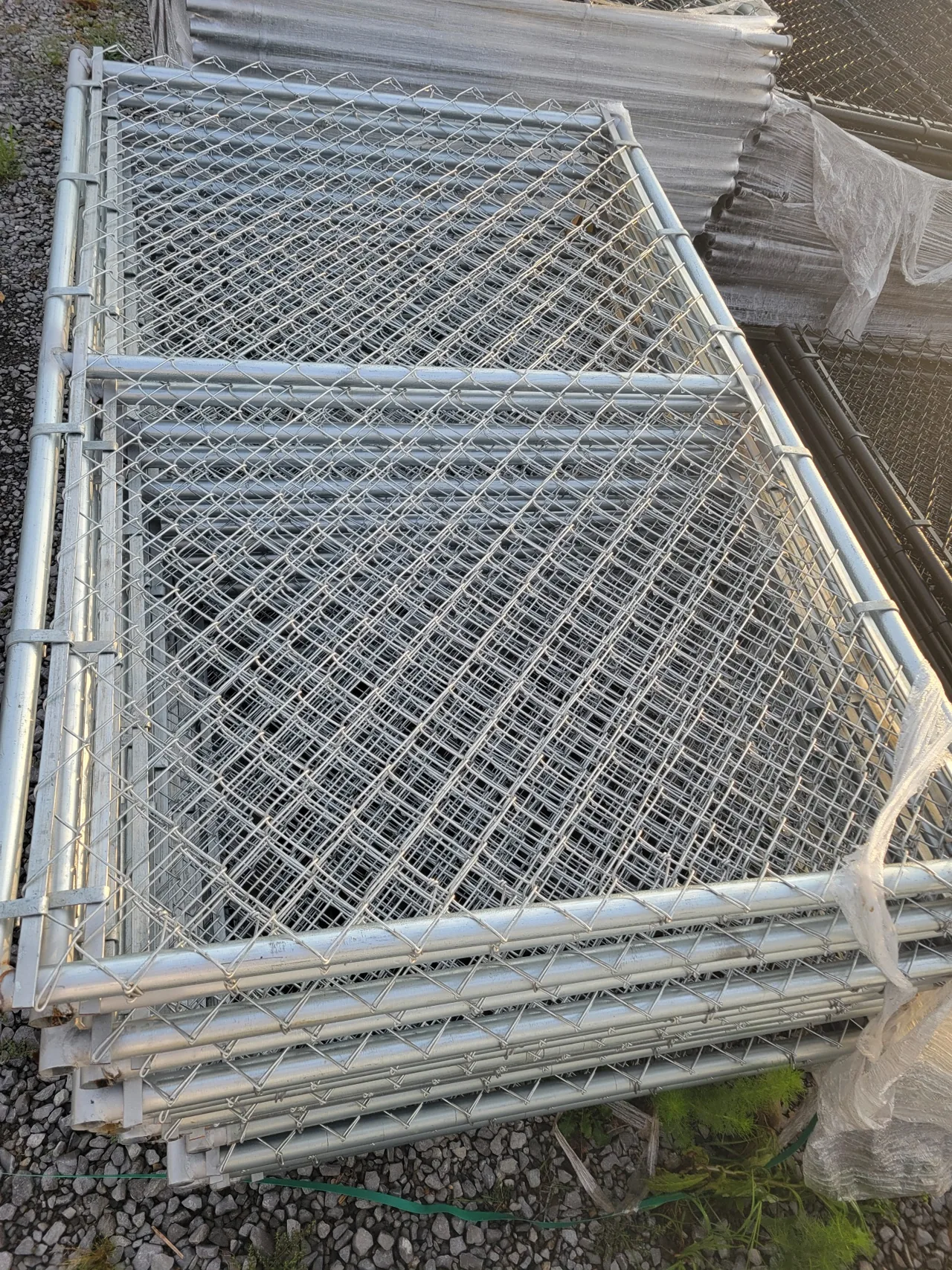Galvanized residential chain-link gates in multiple sizes stocked by Hooks Fence Company in Boaz Alabama
